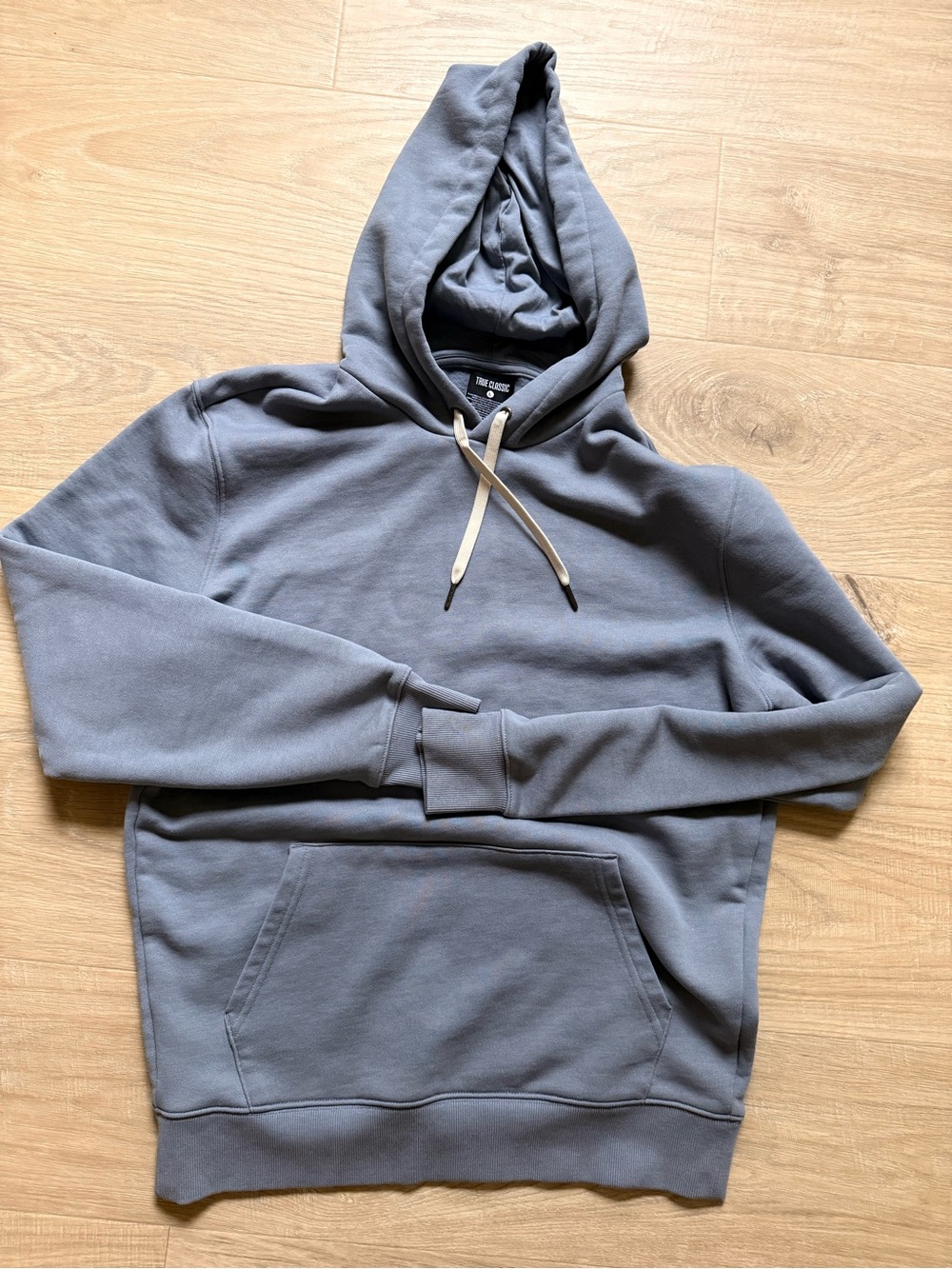 Men's Gray Blue Hooded Pullover Sweatshirt - Classic Casual Hoodie